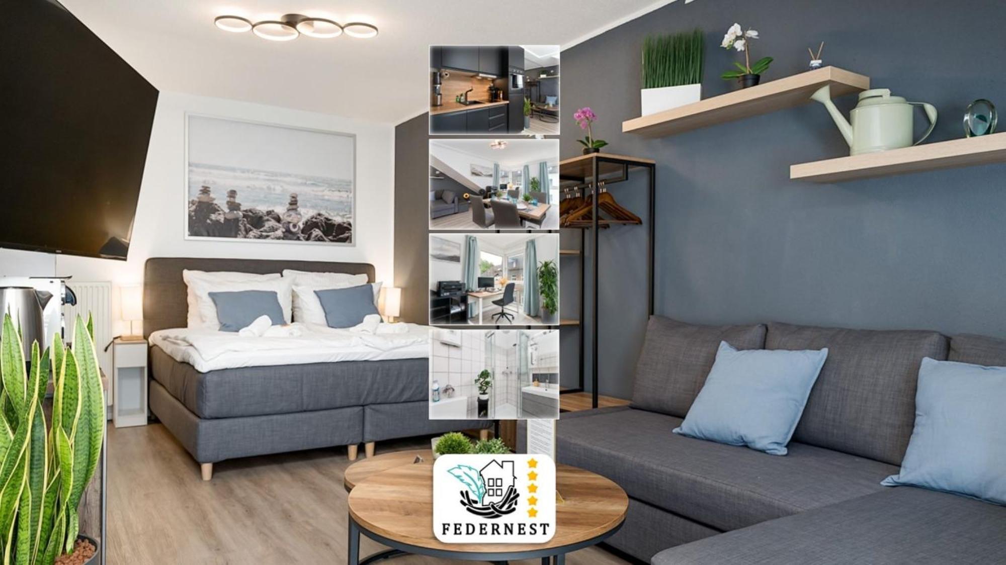 Federnest - Luxus-Studio - Kingsize Boxspringbett - Home-Office Mit Monitor Und Drucker - 11 Min Hbf 뒤스부르크 외부 사진