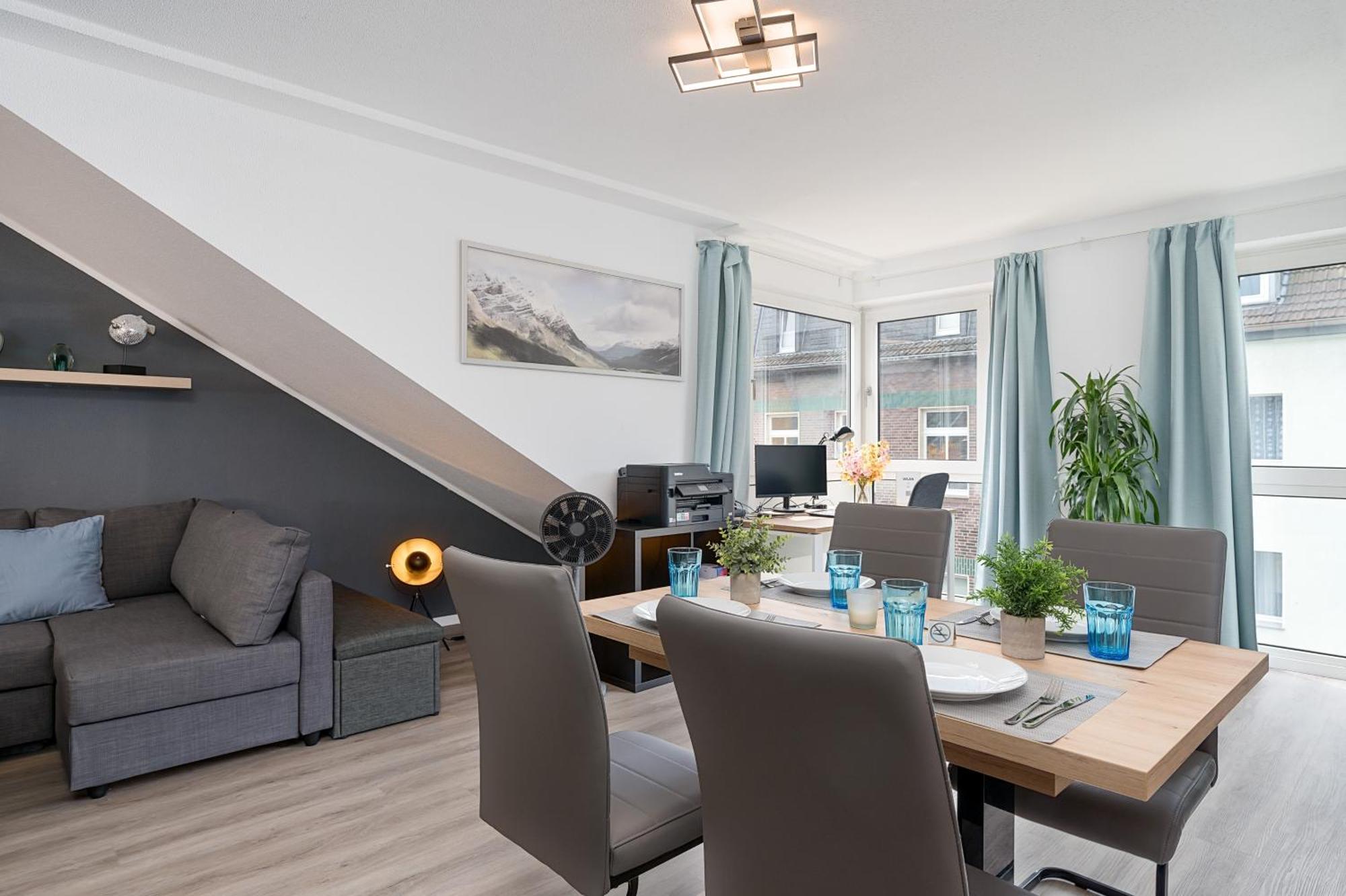 Federnest - Luxus-Studio - Kingsize Boxspringbett - Home-Office Mit Monitor Und Drucker - 11 Min Hbf 뒤스부르크 외부 사진